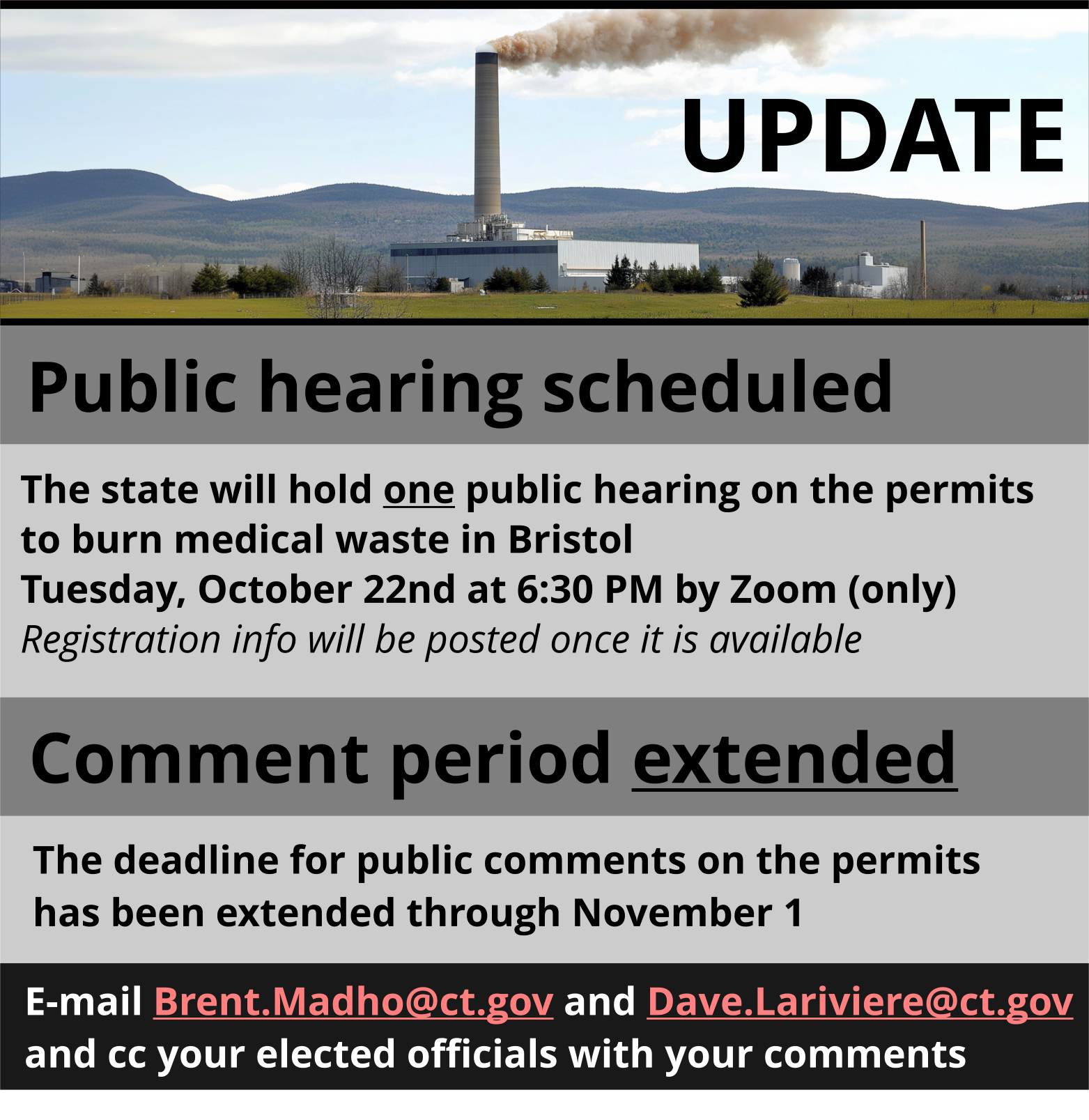 Hearing scheduled and comment period extended